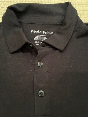 Men's Black Merino Wool Polo Shirt